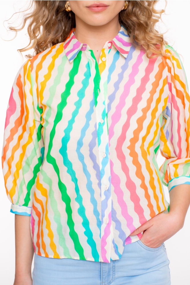 BLOUSE 53467 20 Off-White/Yellow/Coral